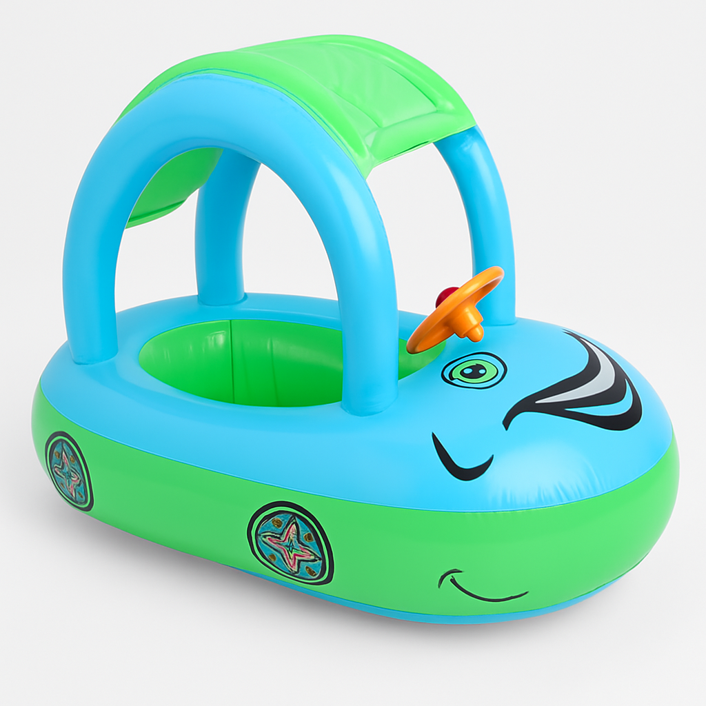 Car Shaped Baby Pool Float with Sun Canopy - 1-3 Year Old