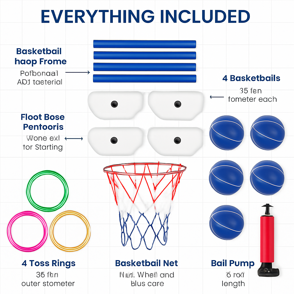 Pool Basketball Hoop Toy Set for Summer Pool Fun