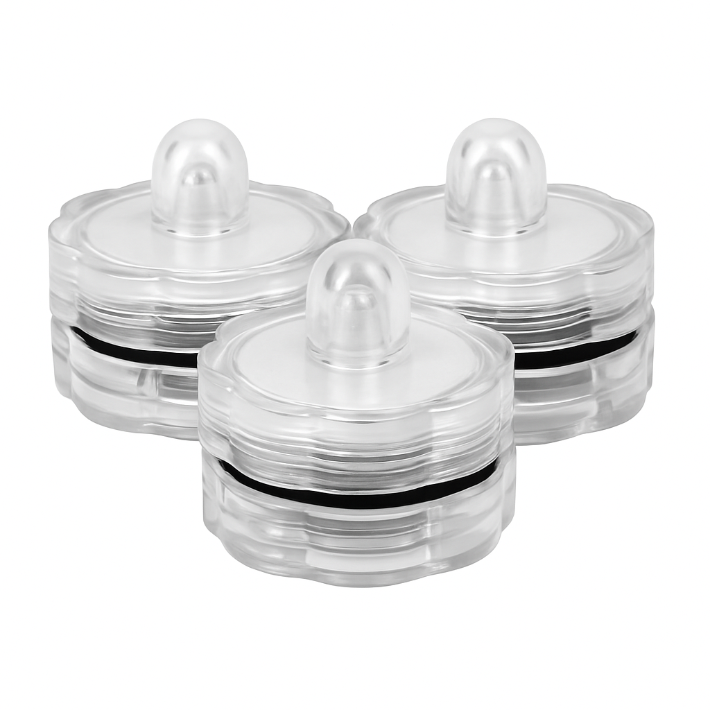 3 velas LED sumergibles tipo té, luces de vela impermeables, lámpara decorativa a pilas