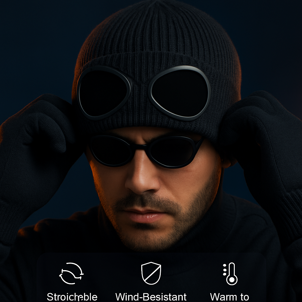 Gorro de punto con gafas para clima frío