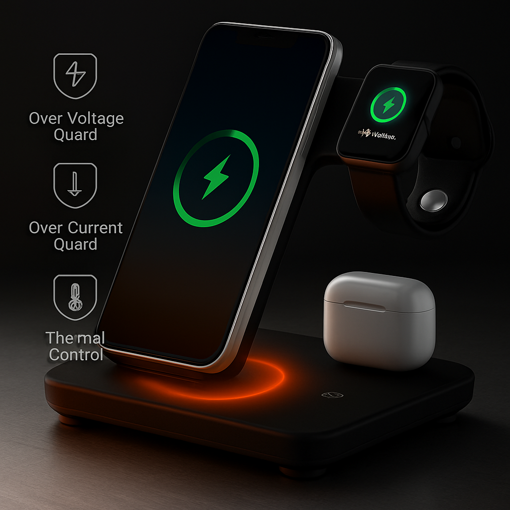 3-in-1 Wireless Charger Stand with 15W Fast Charging