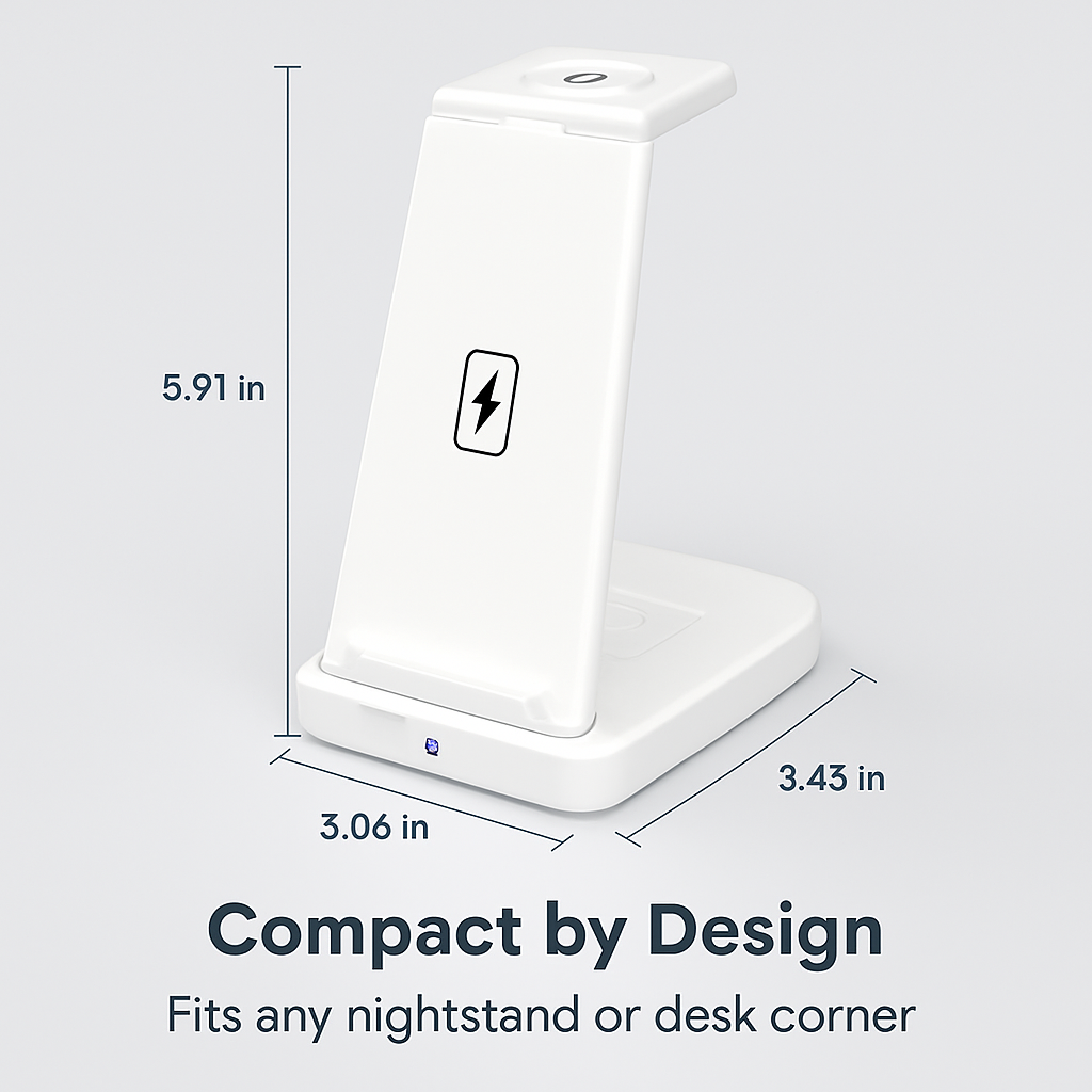 Base de carga inalámbrica Qi 3 en 1 para iPhone, Watch y AirPods