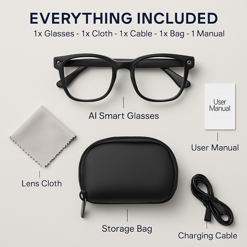 AI Smart Glasses Video Recording Sunglasses with Camera and Audio 8MP HD1080P Real Time Translation 139 Languages Voice Assistant AI Photo Recognition