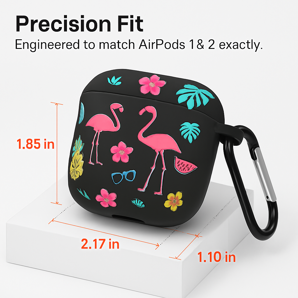 Estuche con funda de silicona, correa y ganchos para las orejas