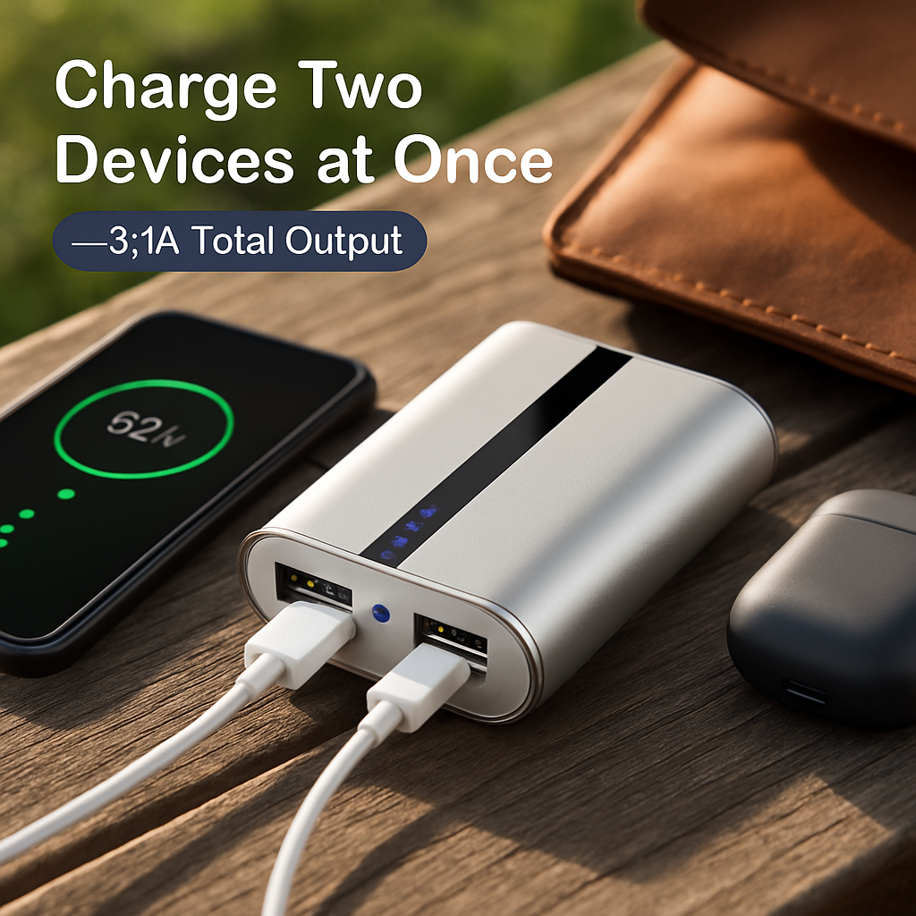 12000mAh Portable Charger with Dual USB Ports 3.1A Output Power Bank Ultra-Compact External Battery Pack Fast Charging for IOS Phone Samsung Xiaomi ZT