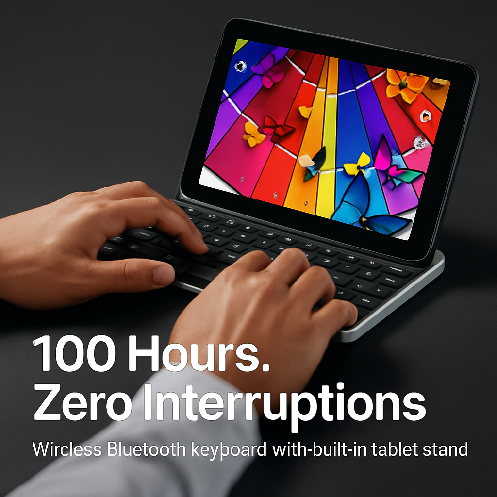 Ultra-portable Wireless Keyboard with Built-in Stand for KOCASO MX1080 and iNova EX1080 in Silver