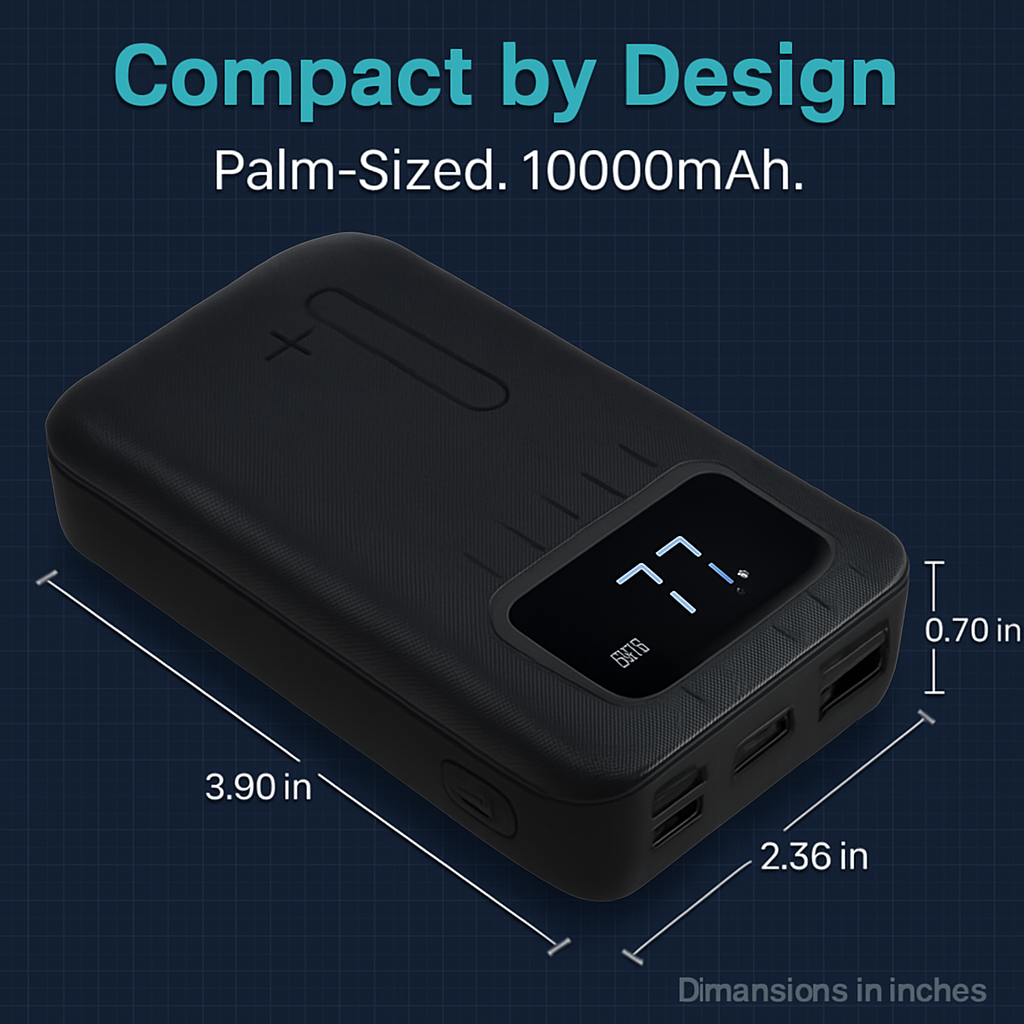 Batería portátil con doble puerto USB y pantalla LCD