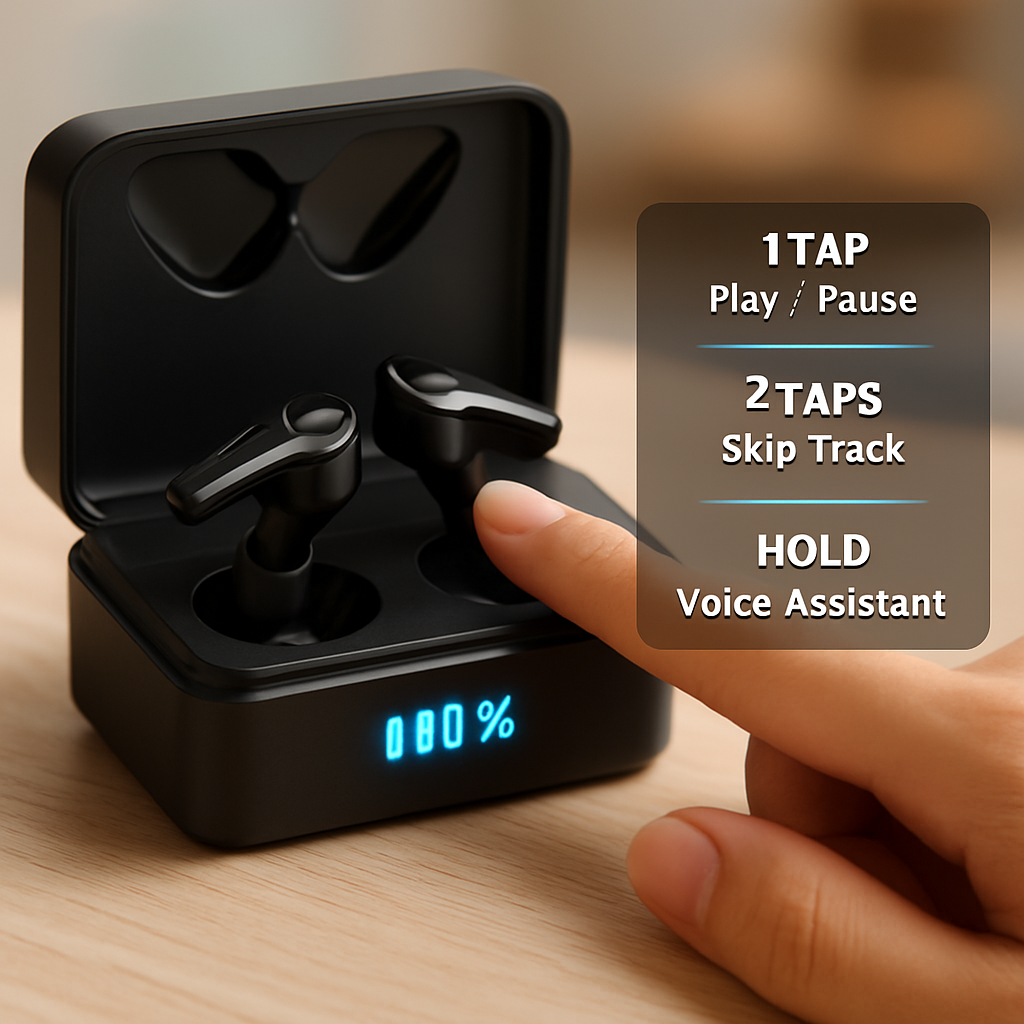True Wireless Earbuds with Magnetic Charging Dock