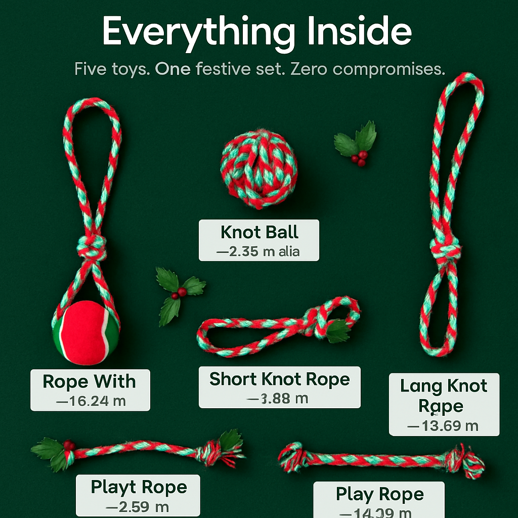 Christmas Dog Rope Chew Toys Set for Puppies and Dogs