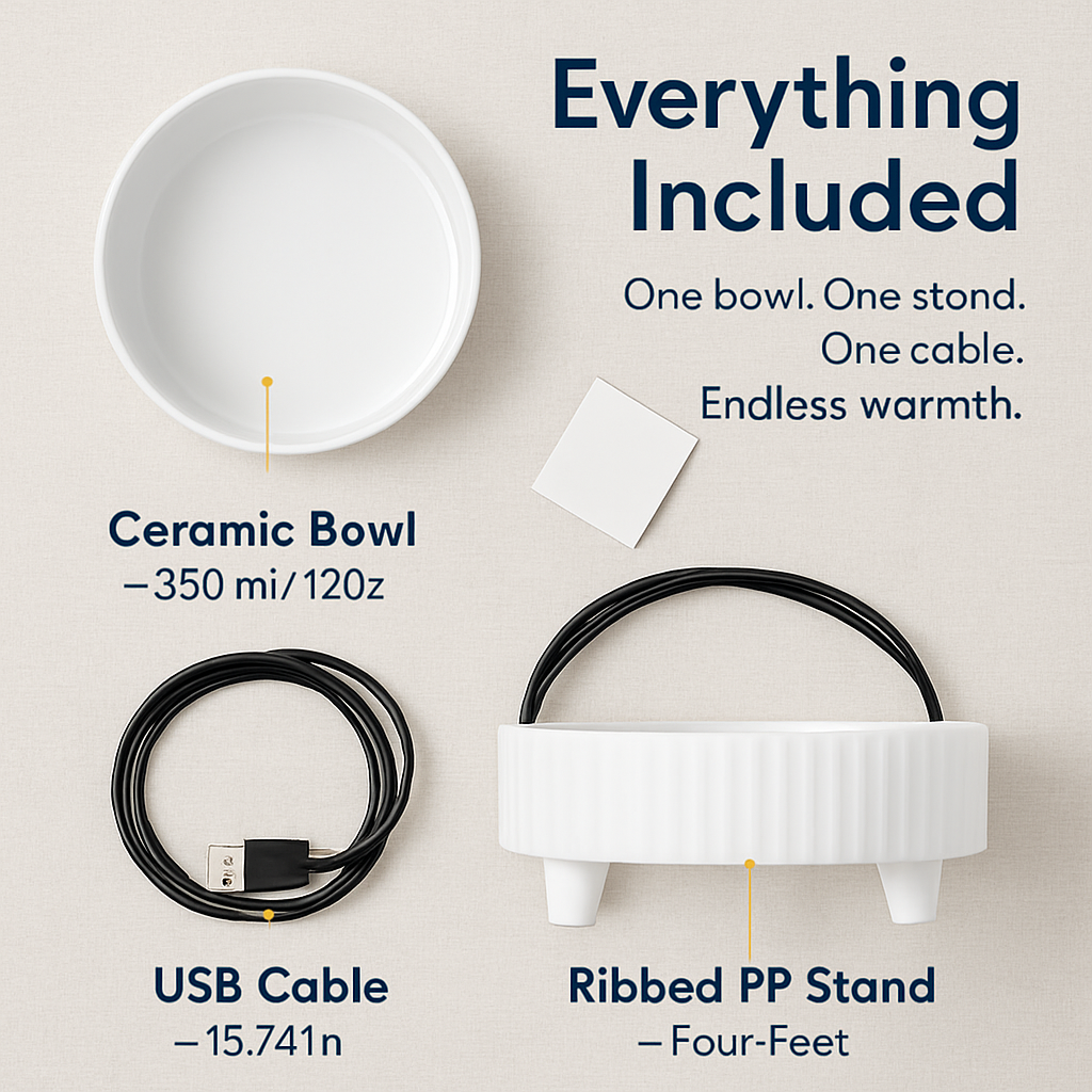 Heated Water Bowl for Pets – Ceramic USB-Powered