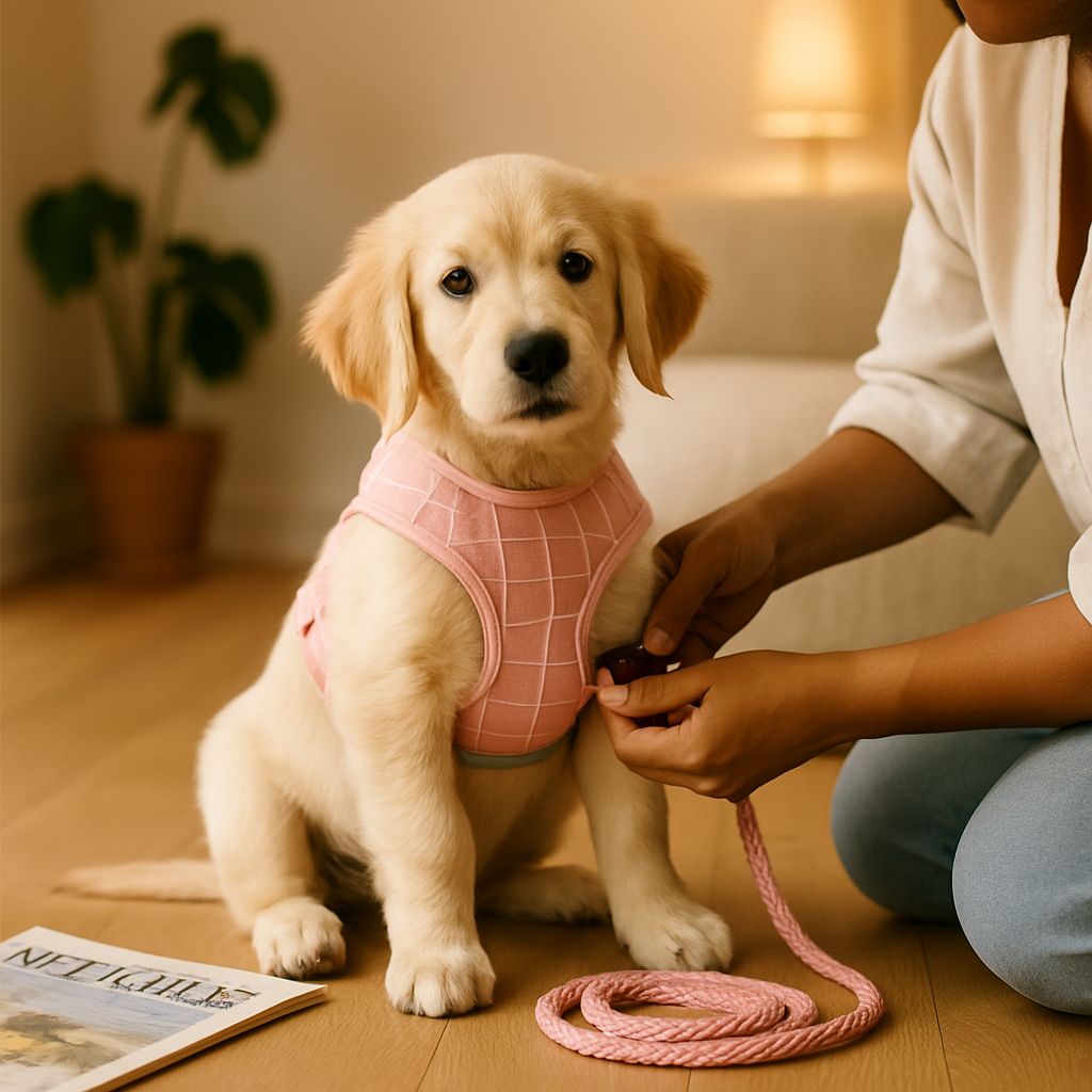 Pet Mesh Harness and Leash Set with Reflective Chest Strap