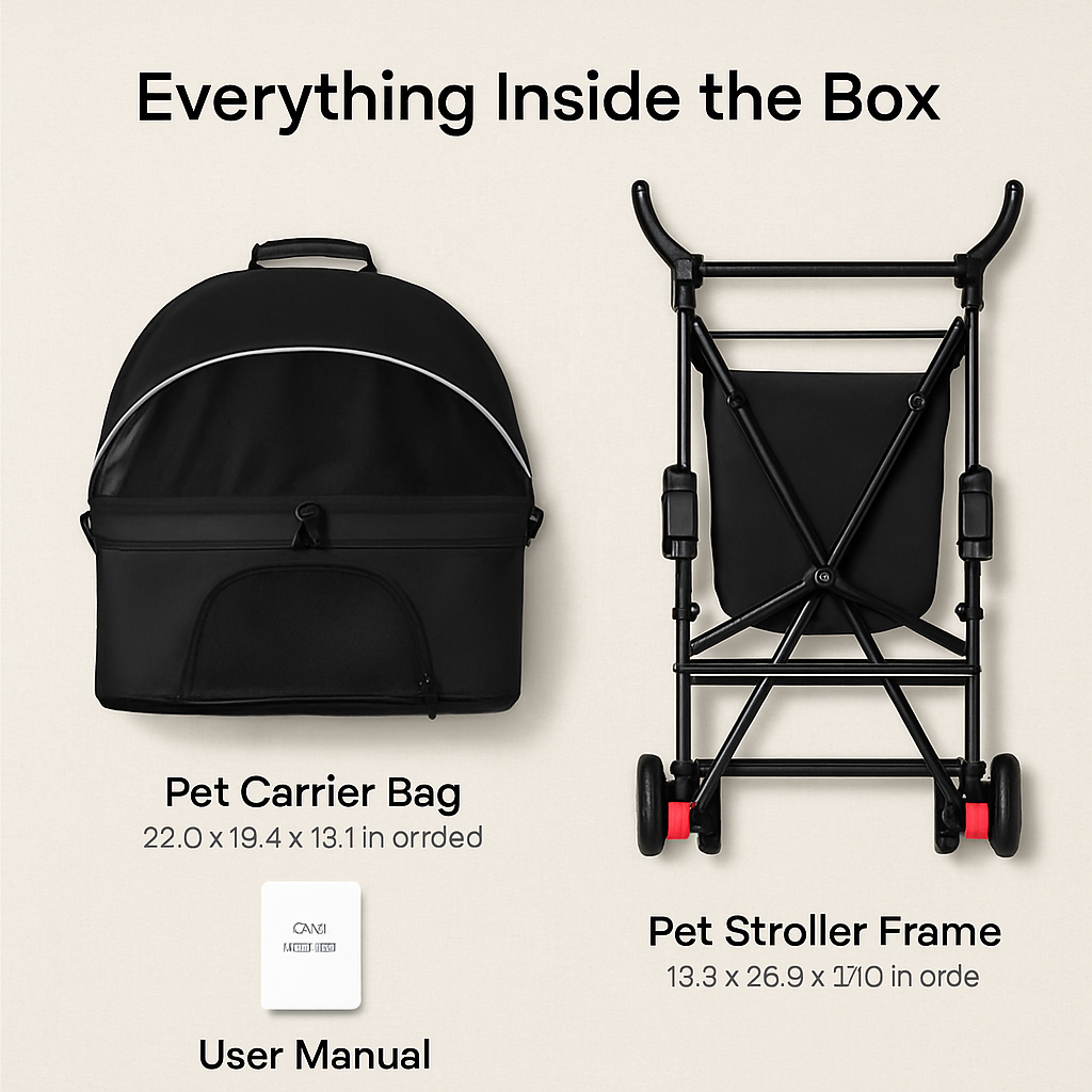 Pet Stroller Foldable Carrier with Storage Basket