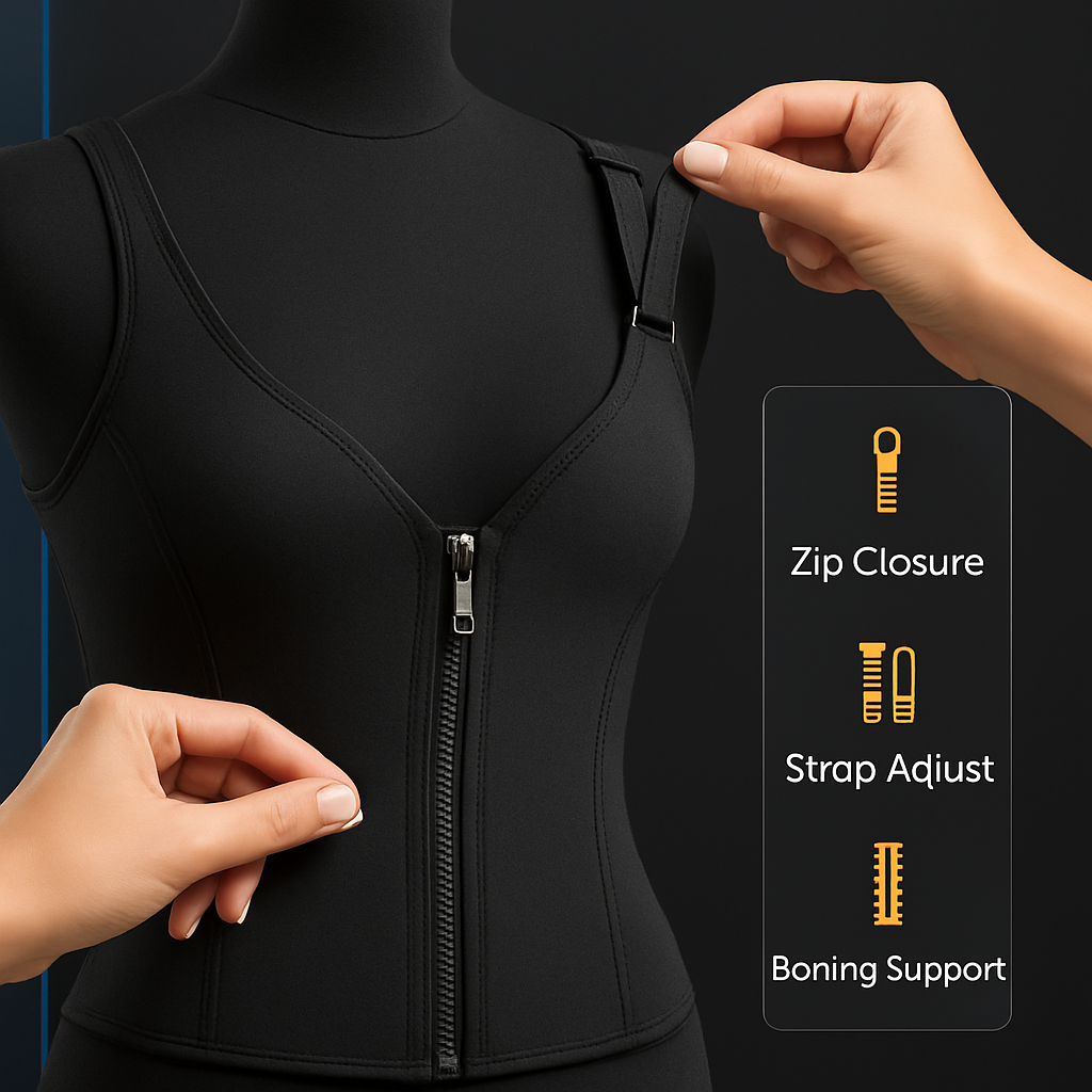 Corsé entrenador de cintura con cremallera para mujer, adelgazante - Soporte