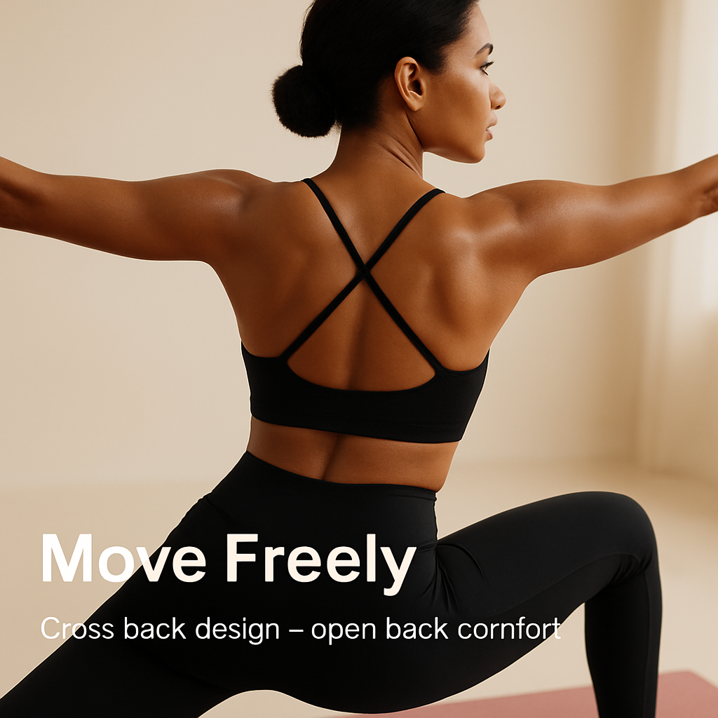 Cross Back Padded Sports Bra with Removable Pads