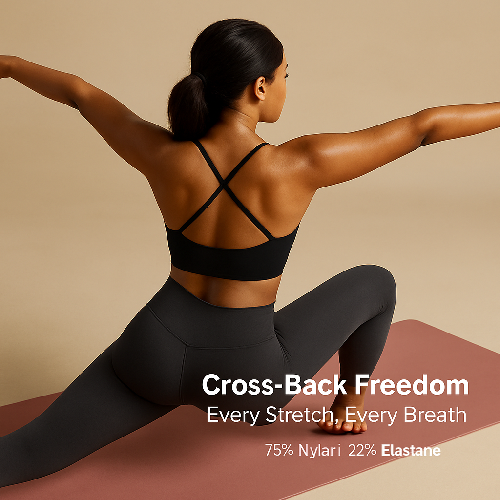 Cross Back Padded Sports Bra with Removable Pads