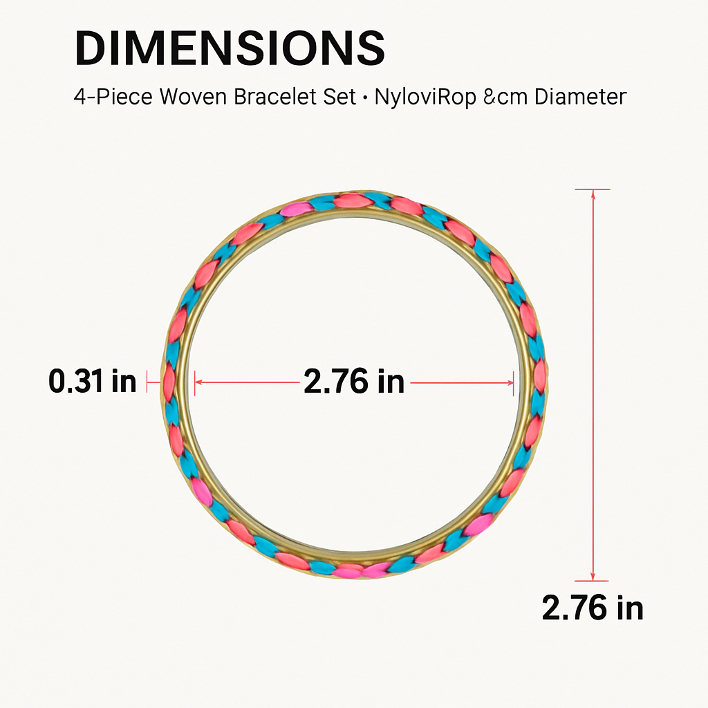 Juego de 4 pulseras tejidas de colores en oro bruñido