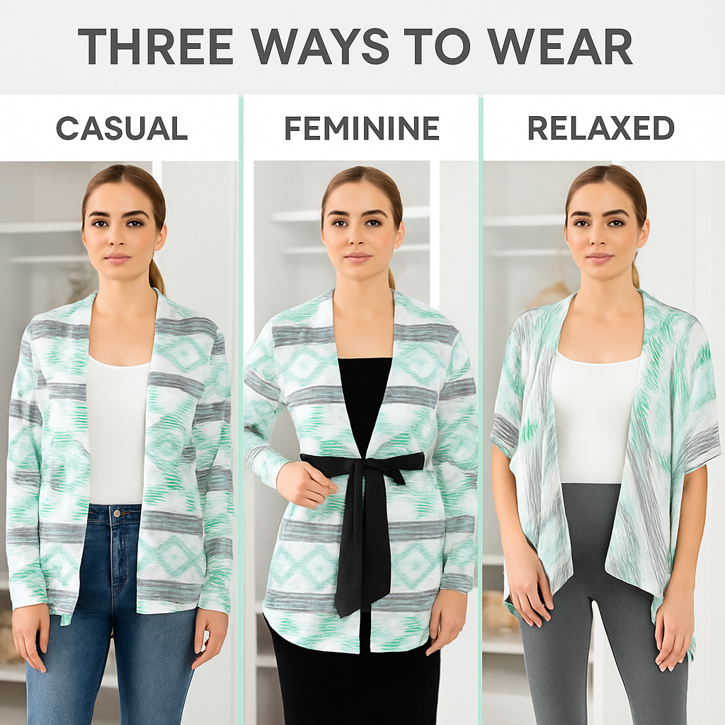 Women Open Front Cardigan Long Sleeve Shawl Neck Breathable Cardigan Well Collection w/ T-Shirt Tank Jeans Leggings