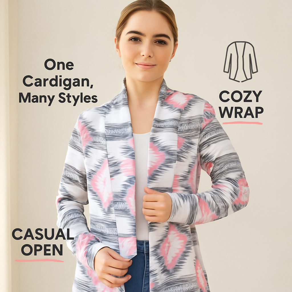 Women Open Front Cardigan Long Sleeve Shawl Neck Breathable Cardigan Well Collection w/ T-Shirt Tank Jeans Leggings