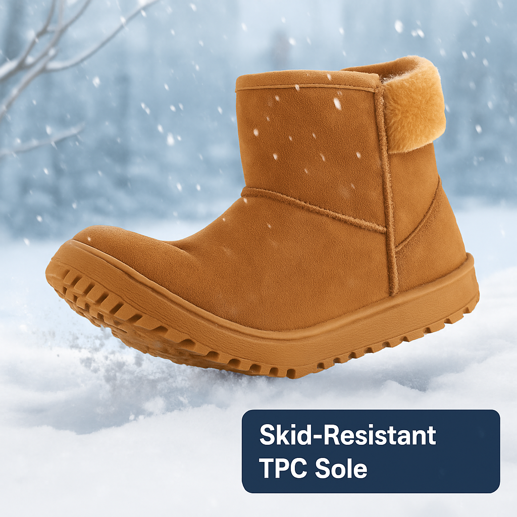 Snow Boots - Waterproof Faux Suede Mid-Calf with Warm Lining