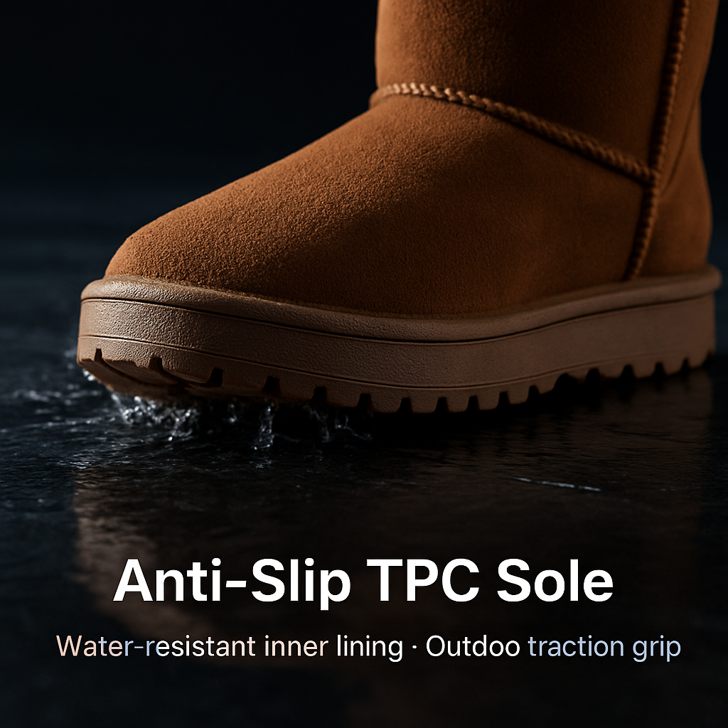 Snow Boots - Waterproof Faux Suede Mid-Calf with Warm Lining