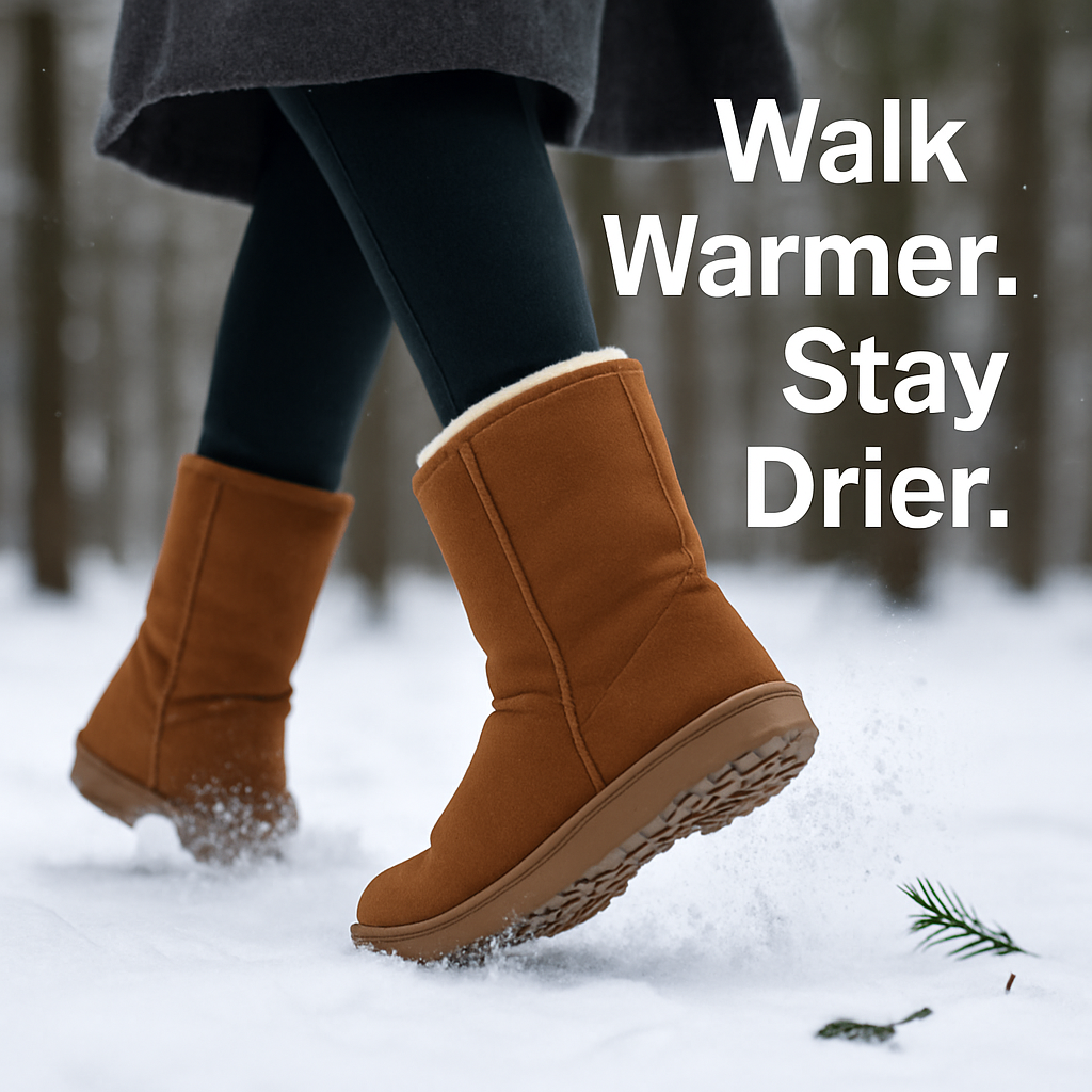 Snow Boots - Waterproof Faux Suede Mid-Calf with Warm Lining