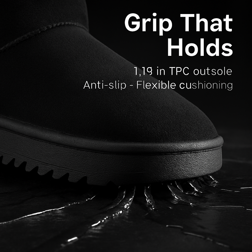 Snow Boots - Waterproof Faux Suede Mid-Calf with Warm Lining