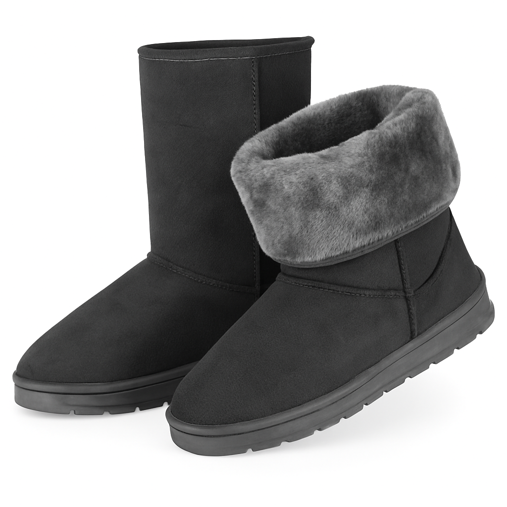 Snow Boots - Waterproof Faux Suede Mid-Calf with Warm Lining