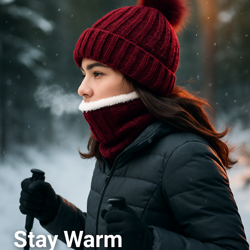 Set de gorro tipo beanie y bufanda de invierno para mujer - Tejido cálido 2 en 1