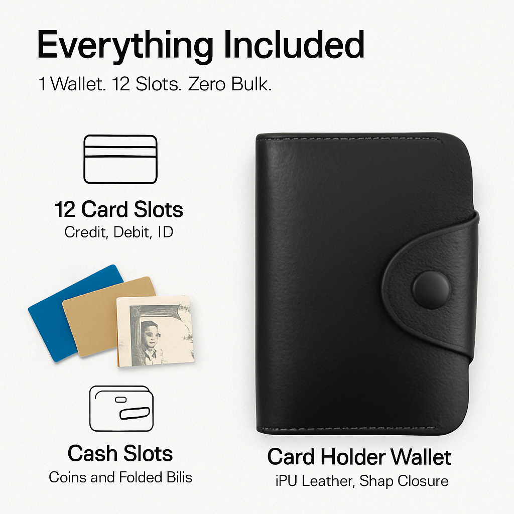 Credit Card Holder Wallet with Snap Closure