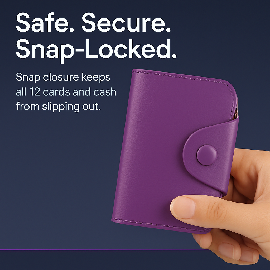 Credit Card Holder Wallet with Snap Closure