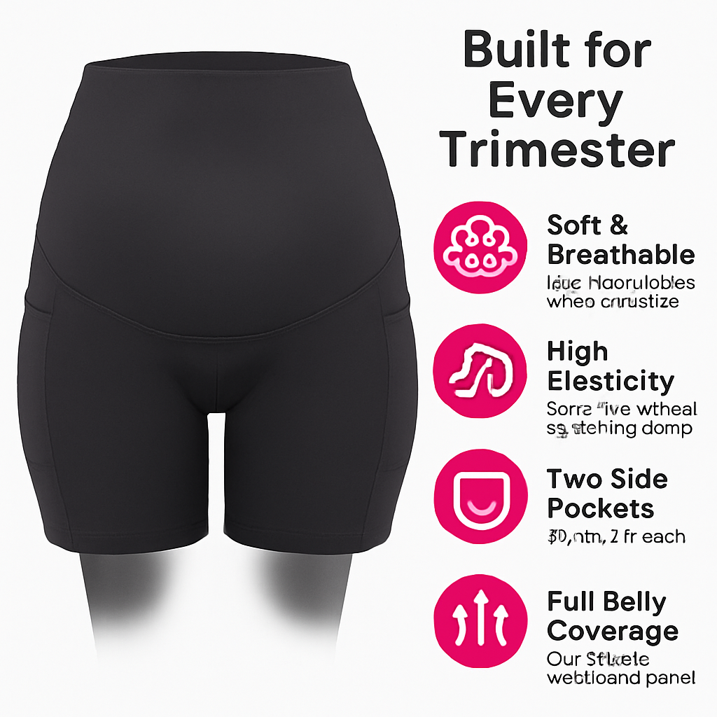 Maternity Shorts Seamless Pregnancy Yoga with Pockets