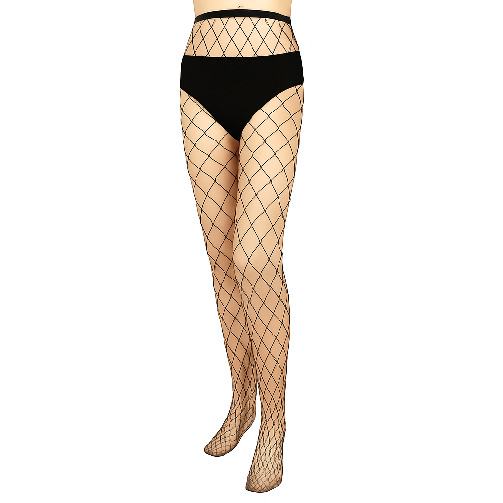 Women Fishnet Tights Sexy High Waist Fishnet Pantyhose Stretchy Mesh Hollow Out Tights Stockings w/ Small Medium Large Hole Choices