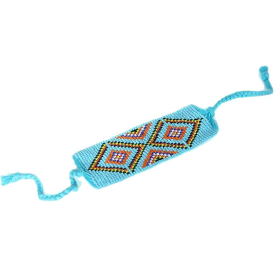 Geometric Beaded Cuff Bracelet Handmade Hmong Tribal Boho Glass Beads