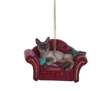 Cat On Red Sofa Ornament -