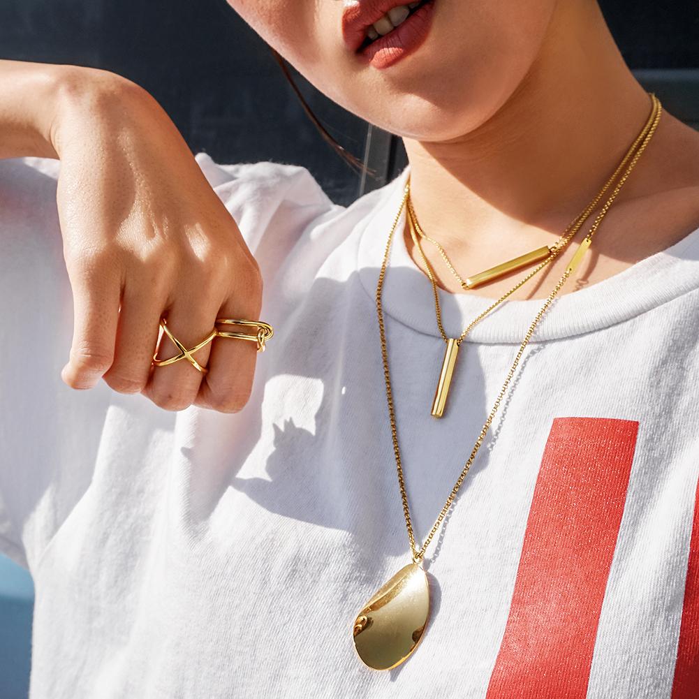Gold Crisscross Band Ring Women Minimalist Stackable