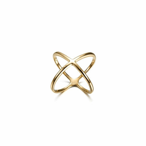 Gold Crisscross Band Ring Women Minimalist Stackable