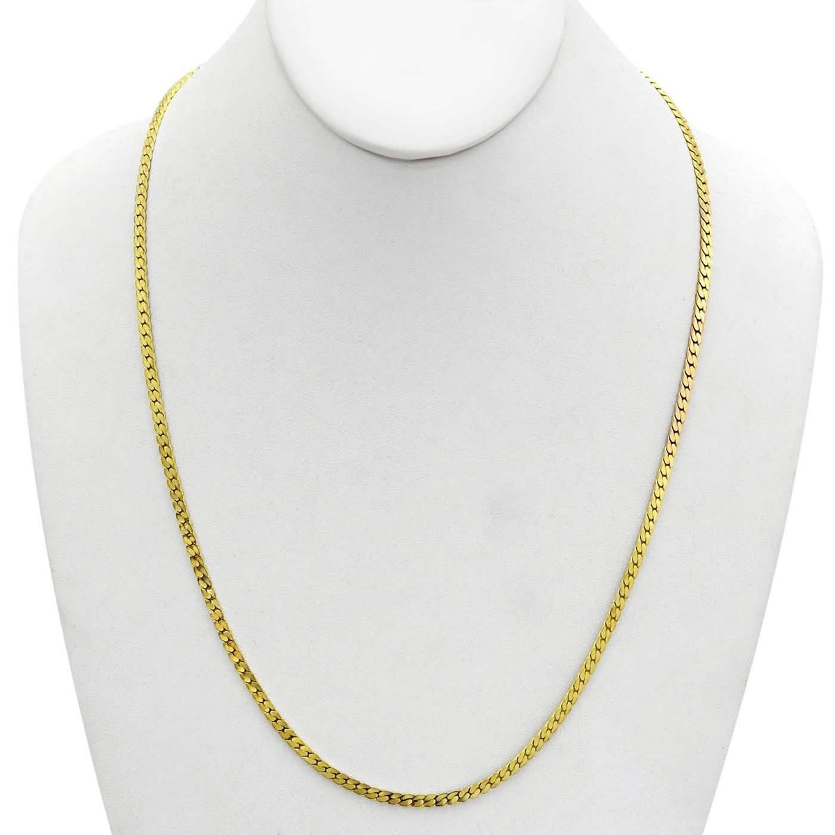 Gold Magic Herringbone Flat Chain Necklace - Size: 18"