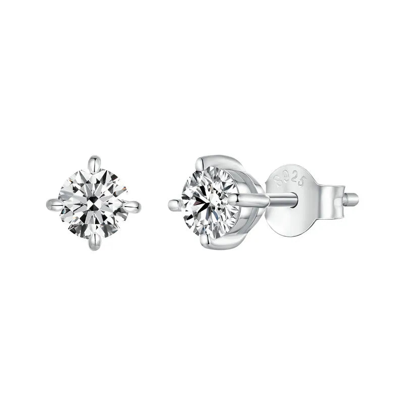 Gold Plated Moissanite Stud Earrings 925 Sterling Silver Engagement Bridal Gift