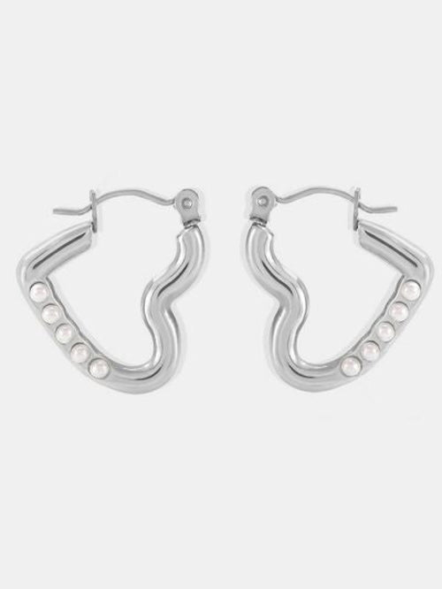 Gold Plated Stainless Steel Heart Hoop Earrings For Women