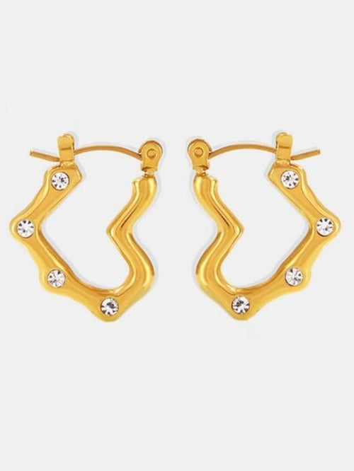 Gold Plated Stainless Steel Heart Hoop Earrings For Women