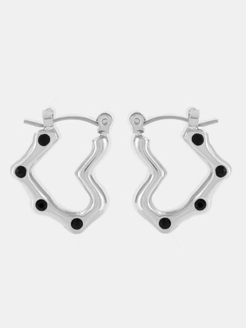 Gold Plated Stainless Steel Heart Hoop Earrings For Women