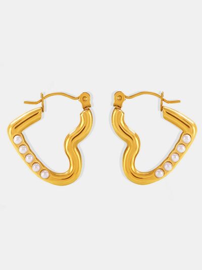 Gold Plated Stainless Steel Heart Hoop Earrings For Women