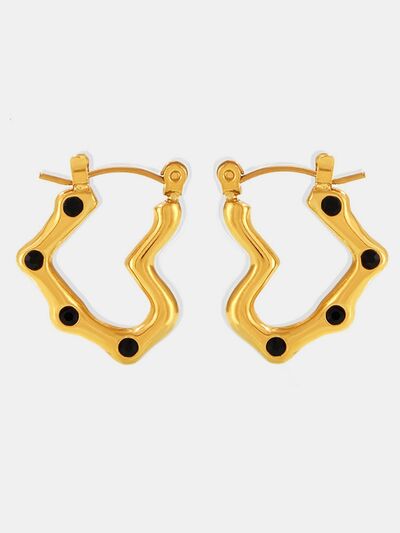 Gold Plated Stainless Steel Heart Hoop Earrings For Women