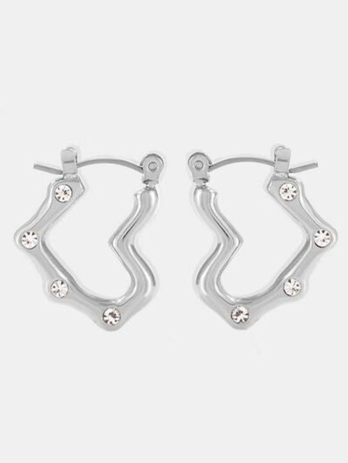 Gold Plated Stainless Steel Heart Hoop Earrings For Women