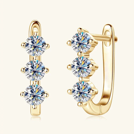 Sterling Silver 925 0.6ct Moissanite Stud Earrings Unisex Classic Retro