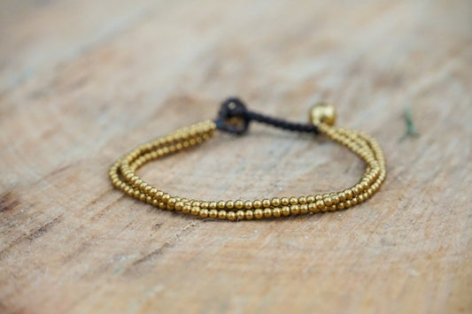 Golden Triple Strand Boho Brass Bracelet Adjustable