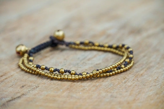 Golden Triple Strand Boho Brass Bracelet Adjustable