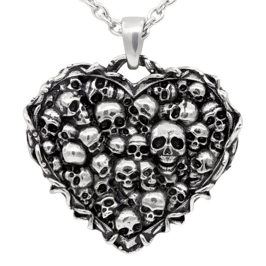 Gothic Skull Heart Pendant Necklace Stainless Steel