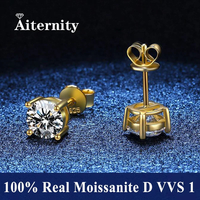GRA Certified 100% Moissanite Earrings 925 Sterling Silver Studs For Women