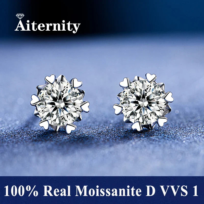GRA Certified 100% Moissanite Earrings 925 Sterling Silver Studs For Women